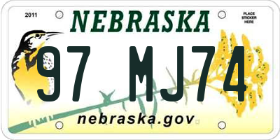 NE license plate 97MJ74