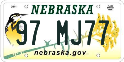 NE license plate 97MJ77