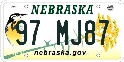 NE license plate 97MJ87