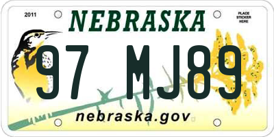 NE license plate 97MJ89
