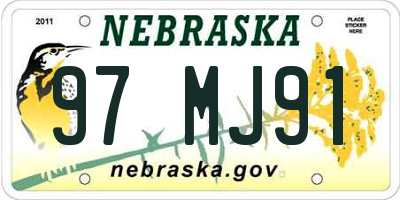 NE license plate 97MJ91