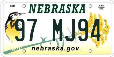 NE license plate 97MJ94