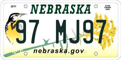 NE license plate 97MJ97