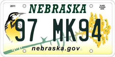 NE license plate 97MK94