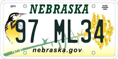 NE license plate 97ML34