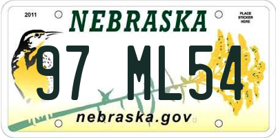 NE license plate 97ML54