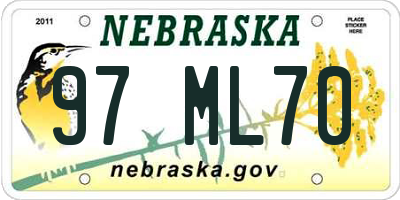 NE license plate 97ML70