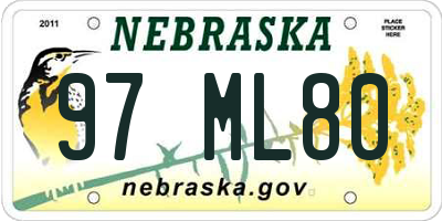 NE license plate 97ML80