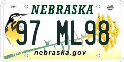 NE license plate 97ML98