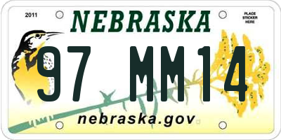 NE license plate 97MM14