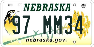 NE license plate 97MM34
