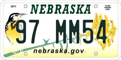 NE license plate 97MM54