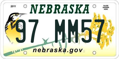 NE license plate 97MM57