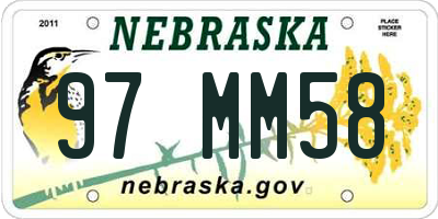 NE license plate 97MM58