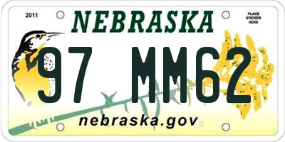 NE license plate 97MM62