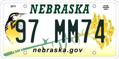 NE license plate 97MM74