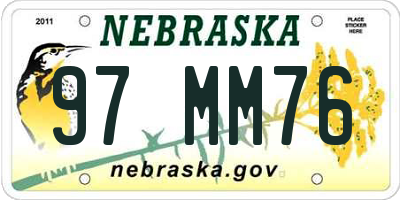 NE license plate 97MM76