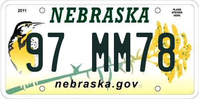 NE license plate 97MM78