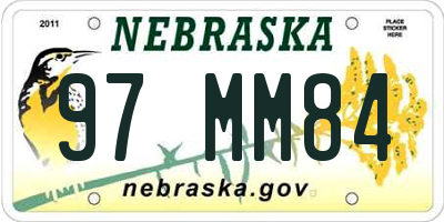 NE license plate 97MM84