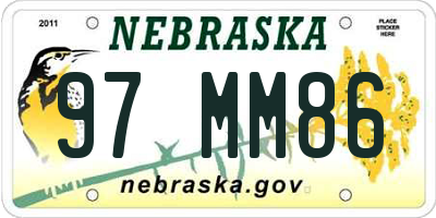 NE license plate 97MM86