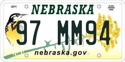 NE license plate 97MM94