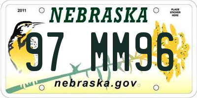 NE license plate 97MM96