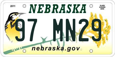 NE license plate 97MN29