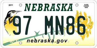 NE license plate 97MN86