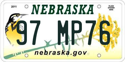 NE license plate 97MP76