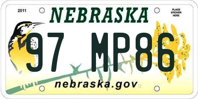 NE license plate 97MP86