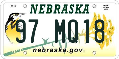 NE license plate 97MQ18