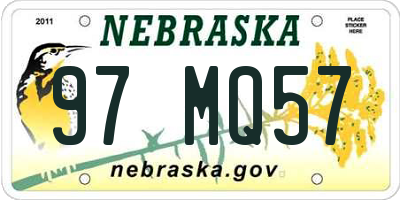 NE license plate 97MQ57
