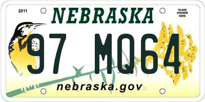 NE license plate 97MQ64