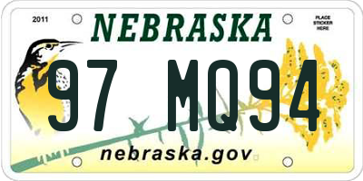 NE license plate 97MQ94