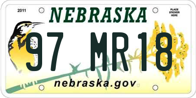 NE license plate 97MR18