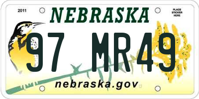 NE license plate 97MR49