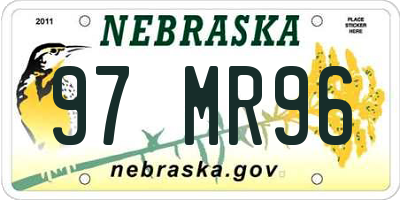 NE license plate 97MR96