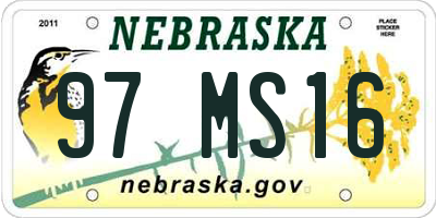 NE license plate 97MS16