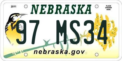 NE license plate 97MS34
