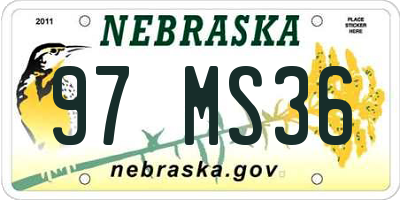 NE license plate 97MS36