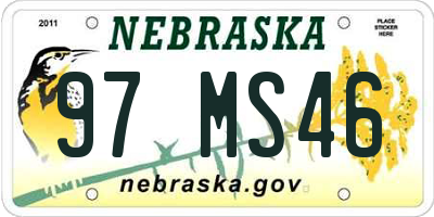 NE license plate 97MS46