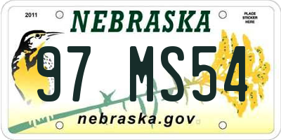 NE license plate 97MS54