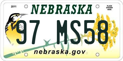 NE license plate 97MS58
