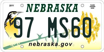 NE license plate 97MS60