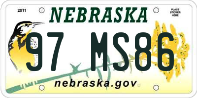 NE license plate 97MS86