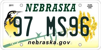 NE license plate 97MS96