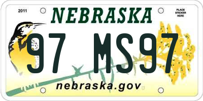 NE license plate 97MS97