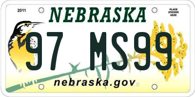 NE license plate 97MS99