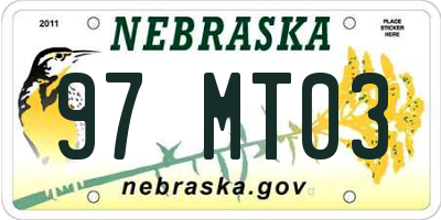 NE license plate 97MT03