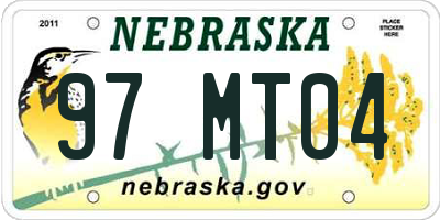 NE license plate 97MT04